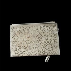 light cream beige clutch laser cut with gold